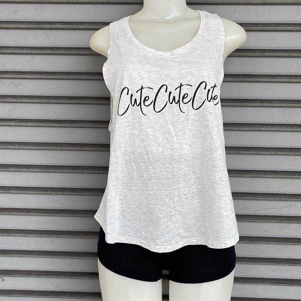 Popular Basics Gray Cute Cute Cute Graphic Muscle Tank Top Sleeveless Vest L